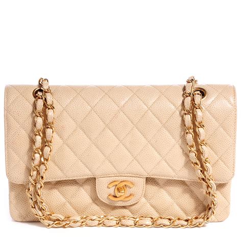 chanel medium flap beige caviar